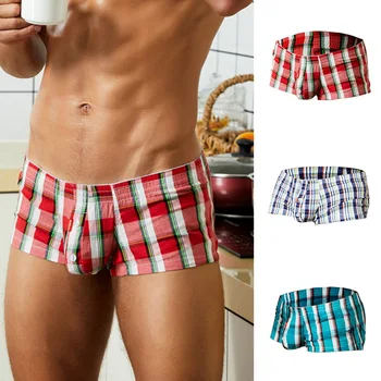 

Classic Sexy Plaid Men Boxer Shorts Men Underwear U Convex Pouch Panties Underpants Boxers For Male Homme Panties Underwear Men