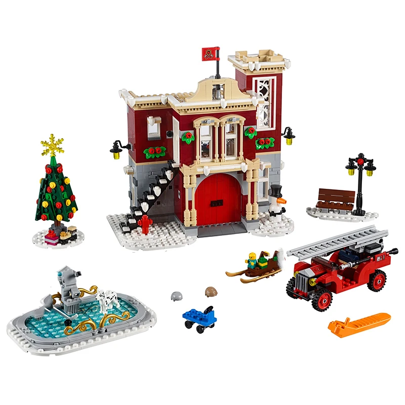 

2019 New Christmas Series Winter Village Fire department Creator City Set Journey Figure Building Block Toy For Children Gift