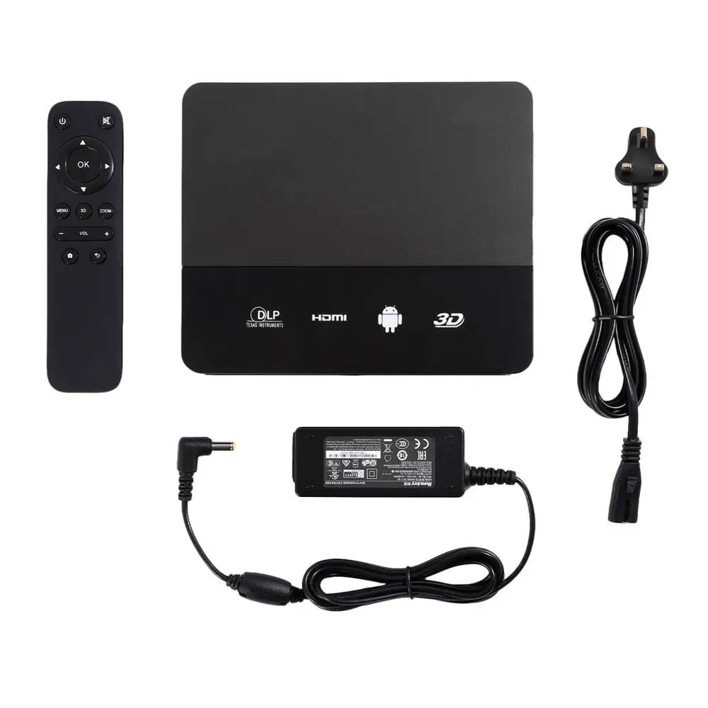 Черный RD601 умный Andorid4.4 wifi светодиодный мини-проектор 3D проектор Miracast домашний кинотеатр Airplay UK Plug