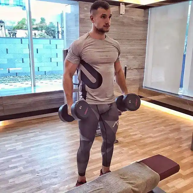 muscle brother sports tights short sleeve mens