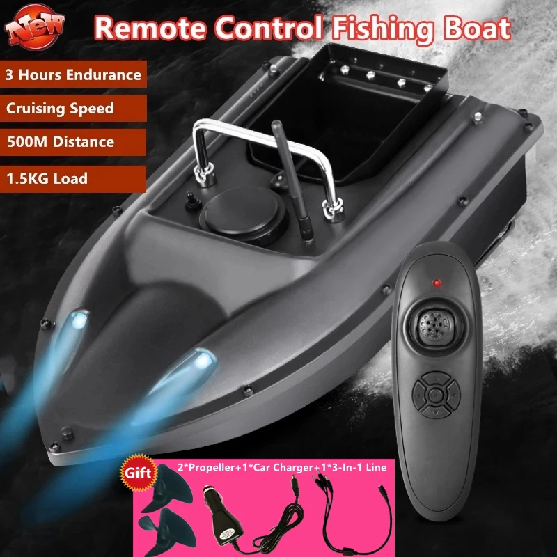 One-Key Cruise 500M Remote Control Fishing Bait Boat 1.5KG Load Hopper With LED Night Light RC | Игрушки и хобби