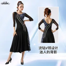 Современное платье, новое платье стандартного размера, юбка для соревнований, алмазные платья для выступлений, тренировочные современные танцевальные костюмы Gongfu