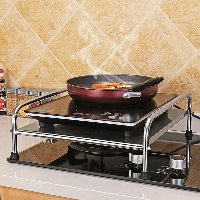 

Stainless Steel Electric Ceramic Cooktop Storage Rack Kitchen Shelf Fuel Gas Stove Protection Cover for Support