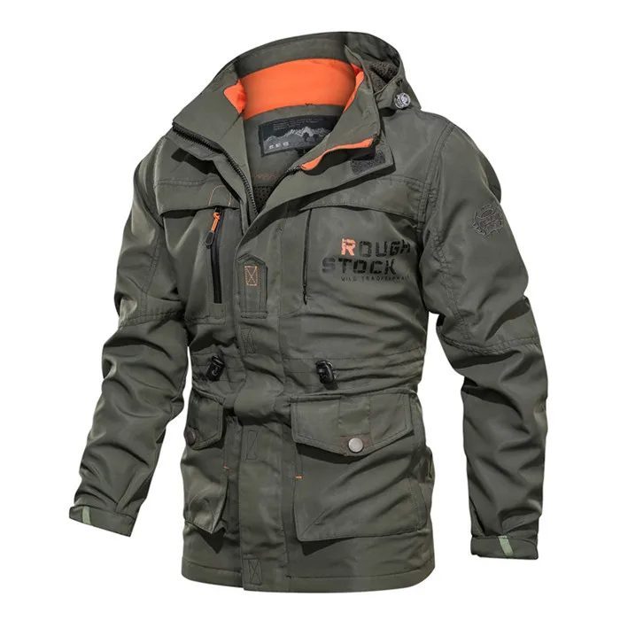 Army Green NaranjaSabor весна осень дышащая куртка мужская Военная ветровка с капюшоном мужская мульти-карман пальто повседневная брендовая одежда N615 - Цвет: Army Green