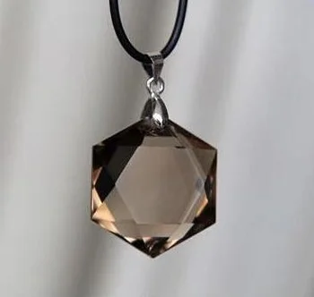 

Natural Smoky QUARTZ Crystal Hexagon / Hexagram Crystal Pendant free shipping