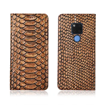

Python pattern natural genuine leather flip cover card slot holder for Huawei Mate 20 X/Huawei Mate 20 Pro phone case funda capa