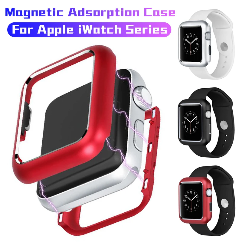 

Watch Series 1 2 3 4 Magnetic Aluminum Metal Frame Alloy Protector Cover Magnet Case for Apple Watch 44mm 40mm 38mm 42mm