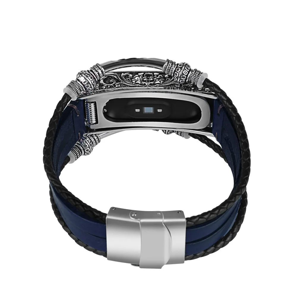Для mi Band 4 браслет ретро из натуральной кожи ремешок для Xiaomi mi Band 4 аксессуар с металлическим чехол ремешок для часов для mi Band