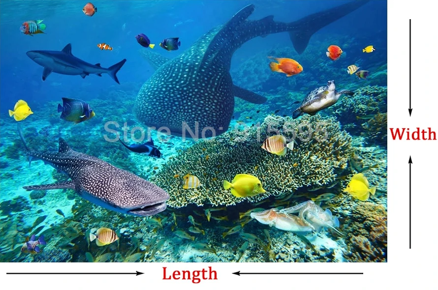 Tubarão, Algas, Coral, Murais De Piso, Sala De Estar, Banheiro, PVC