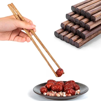 

10 Pairs of Japanese-style Hotel-use Wooden Chopsticks Non-painted and Waxed Chopsticks Solid Wood Tableware