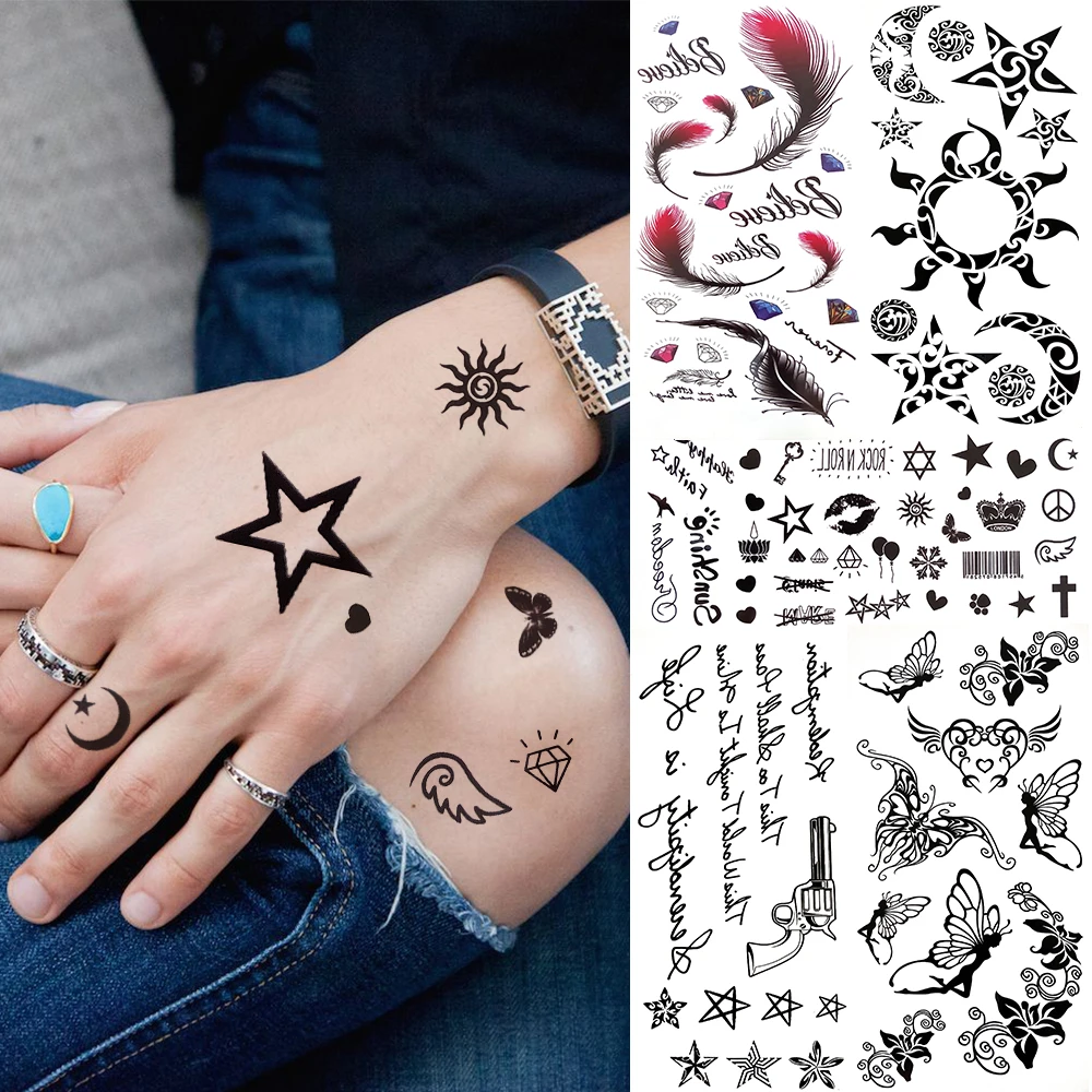 素敵なスター太陽一時的な入れ墨子供男性女性偽引用タトゥーステッカー黒エルフエルフ小文字唇入れ墨手 消えるタトゥー Aliexpress 素敵なスター太陽一時的な入れ墨子供男性女性偽引用タトゥーステッカー黒エルフエルフ小文字唇入れ墨手 消えるタトゥー Aliexpress