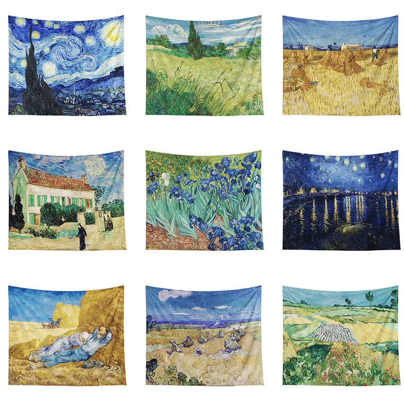 

Van Gogh Famous Painting Series Tapestry Hanging Cloth Wall Decoration Living Room Bedroom Background Cloth Bedside Tapestry