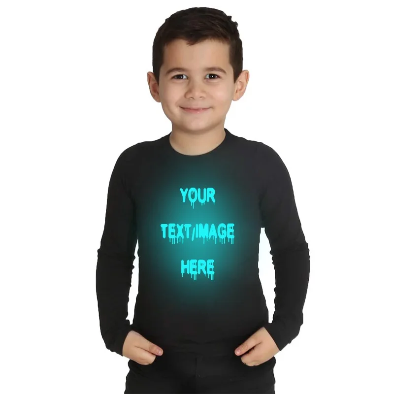 LYTLM/футболка по индивидуальному заказу Светящиеся в темноте неоновые светящиеся топы для девочек, одежда для маленьких мальчиков футболки для девочек детская футболка, меняющая цвет