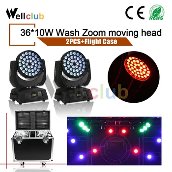 

2pcs With Case 36x10w Led Wash Zoom Moving Head Light RGBW 4in1 Dj Light Dmx Control Stage Light For Disco Nightclub party club