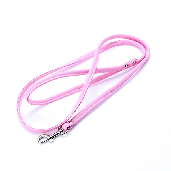 Поводок для собак, кошек, щенков, длинный Гладкий поводок из искусственной кожи, Одноцветный поводок для собак, ходунков, собак, девочек, мальчиков, поводок, розовый, синий, красный, черный