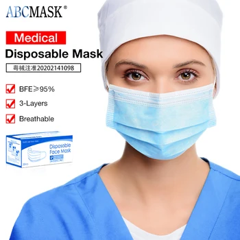 Picture of 1/50pcs Surgery medical Mask Disposable Nonwove 3 Layer Ply Filter Mask mouth Face mask filter safe Breathable Protective masks