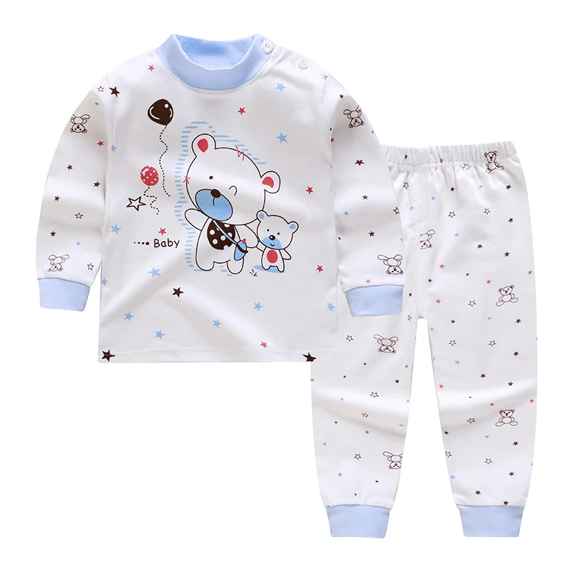 Baby Boys Girls Pajamas Sets Cartoon Print Cotton Boys Sleepwear Autumn Spring Winter Long Sleeve Tops+Pants 2pcs 2-7 Years Old