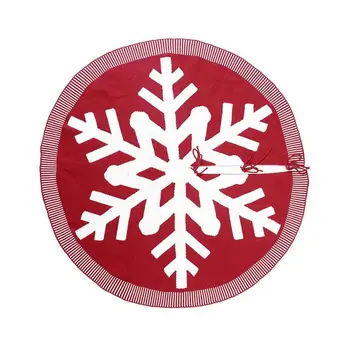 

Red Christmas Tree Skirt Christmas Tree Skirt with Snowflake Design Round Indoor Mat for Christmas Party Holiday Decorations