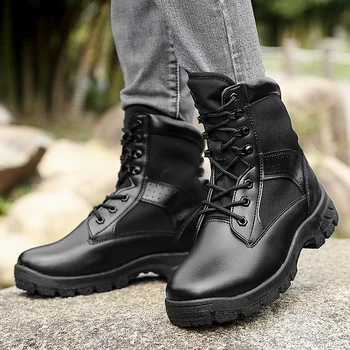 

Fashion Hiking Shoes Men's High-top Military Tactical Boots Women Combat Army Boots Militares Sapatos masculino Size 38