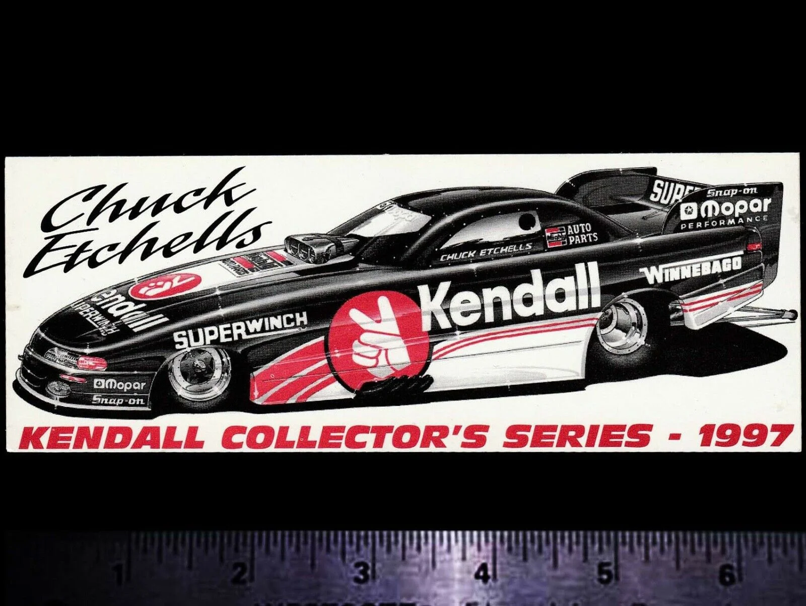 Для x2 KENDALL Oil Chuck Etchells 1997 оригинальная винтажная гоночная наклейка/стикер NHRA |