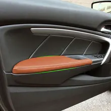 Panel de reposabrazos de manija de puerta delantera de coche, cubierta de cuero de microfibra, embellecedor Interior para Honda Accord 8th Coupe 2008 2009 2010 2011 2012