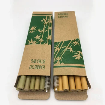 

10PCS/Set Bamboo Drinking Straws Eco-Friendly Party Kitchen + Clean Brush Useful Kitchen Tool Home Supplies Kitchen Dining Bar