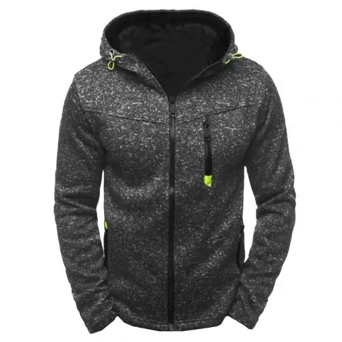 Black Gray S-3XL, Спортивная Осенняя зимняя теплая утолщенная куртка, Мужская толстовка на молнии, худи, пальто для мужчин, пальто из полиэстера, модная одежда - Цвет: Black Gray