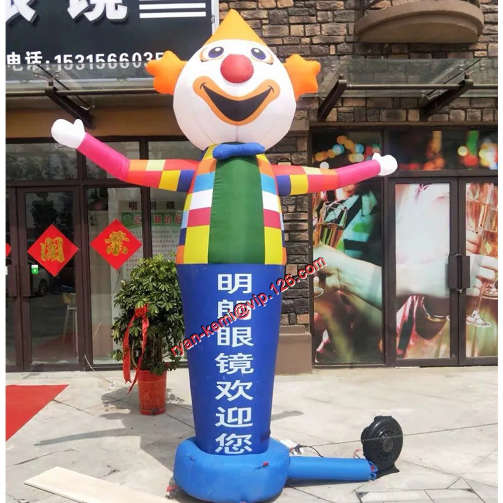 3m Clown Inflatable Sky Air Dancer Waving Hand Character Figure Balloon For Restaurant Advertising Promotion With Custom Logo 3