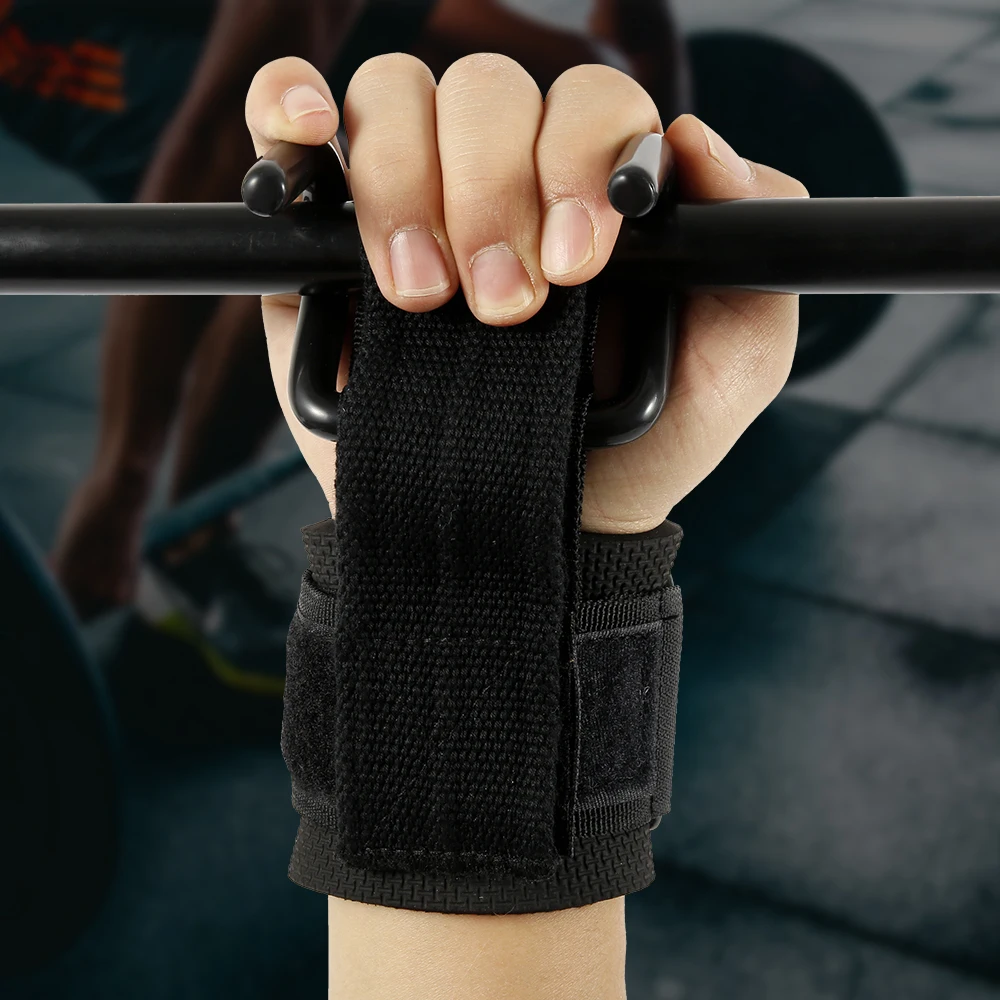 

1 Pair Adjustable Strong Pro Weight Lifting Fitness Steel Hook Wrist Support Hook Non-slip Gym Arm Strength Training Buckle