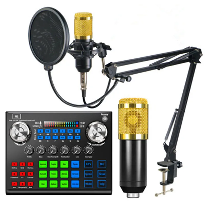 

BM 800 Microphone Kits With N1 Sound Card BM800 Microphone Professional Condenser Microphone For PC Podcast Gaming TikTok DJ