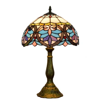 

12 inch European modern Mediterranean heart-shaped table lamp Tiffany Stained Glass Retro Baroque Bar Bedroom Bedside La