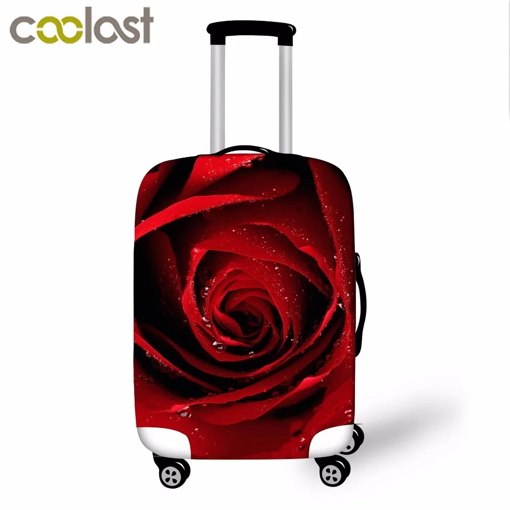 High Elastic Luggage Protective Cover Beautiful Flowers Print Travel Accessories For 18-32 Inch Luggage Carrier Suitcase Cover