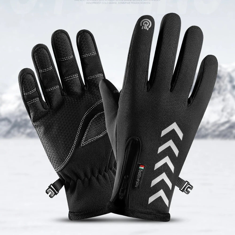 Зимние уличные перчатки guantes ciclismo с сенсорным экраном универсальные относятся к водонепроницаемым ветрозащитным теплым велосипедным бархатным лыжным перчаткам