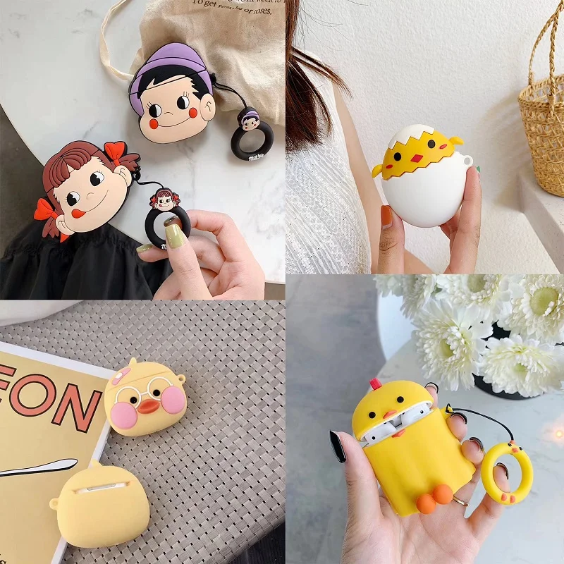 

3D Cute Earbud Case for Apple Airpods 1 2 Soft Silicone Duck Egg Headphone Protective Cover for air pods Case For Earpods Case