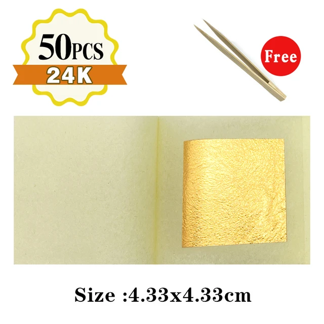 100PCS 24K Gold Leaf Edible Gold Foil Sheets for Food Cake Decoration Arts  Crafts Paper Home Real Gold Foil Gilding - AliExpress