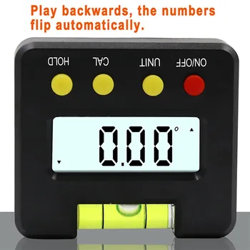 

Mini Digital Display Protractor Inclinometer Level Meter 360 ° Measurement High Precision Horizontal Bubble Data Lock Mode