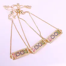 6 шт., модный Радужный прямоугольник, браслет, шарм, микро проложить CZ слайдер, звено цепи, ювелирные изделия, циркониевые золотые теннисные браслеты