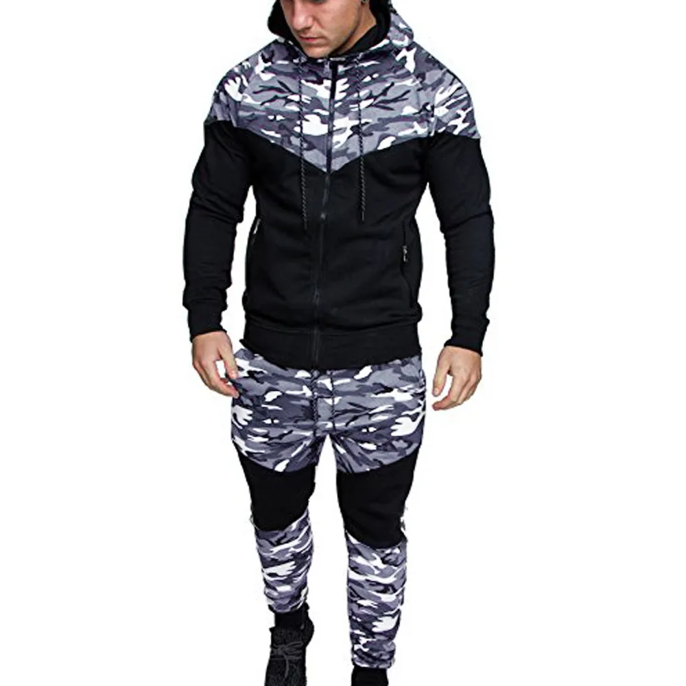 Men's 2 pieces Suit 2020 new Autumn Winter Camouflage Sweatshirt Top Pants Sets Sports Suit Tracksuit for hiking running#G2 Men's 2 pieces Suit 2020 new Autumn Winter Camouflage Sweatshirt Top Pants Sets Sports Suit Tracksuit for hiking running#G2