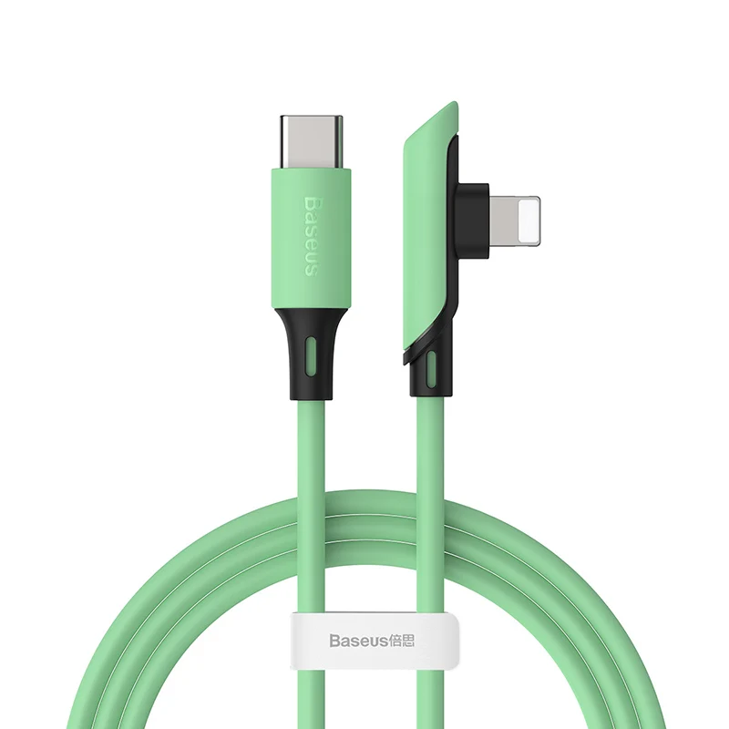 Baseus Elbow USB Type C Cable for iPhone Charger 18W USB C Fast Charging Data Cable for iPhone 11 Macbook PD Cable Type-C Wire - Цвет: Green