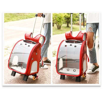 

The capsule bag carrying pet pet packaging Dog Cat Carrying Backpack Pet Travel Carrier with Double Wheels