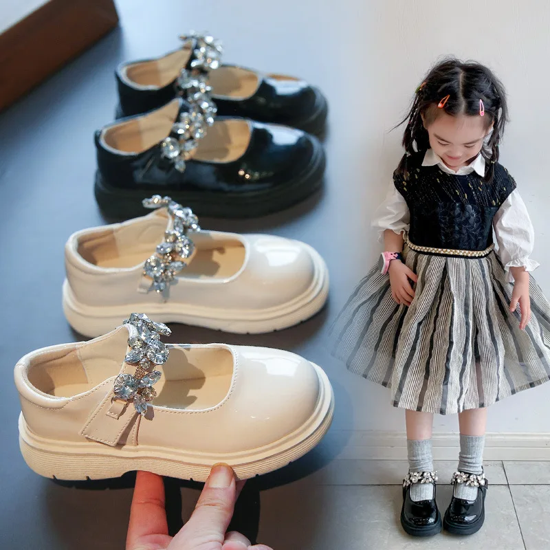 

CAPSELLA KIDS Leather Shoes for Girls Princess Gladiator Dress Shoes Flats Children Soft Sole School Leather Shoes Size 26-36