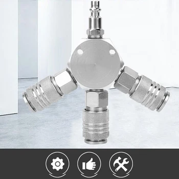 

Four Position Three Vent Pneumatic Connector Manifold Quick Coupler 3 Way Quick Coupler Adapter Copper Core Iron Joint Couplings