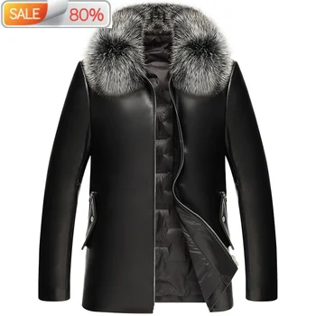 

Genuine Down Jacket Sheepskin Coat for Men Leather Jackets Real Fox Fur Collar Doudoune Homme B21564