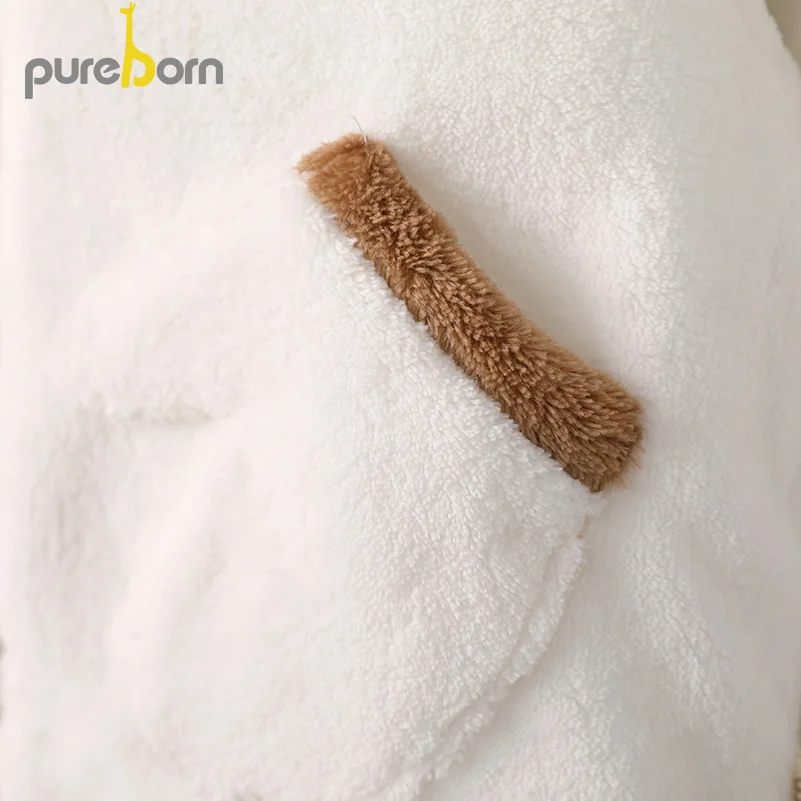 Pureborn/Детское пальто унисекс; флисовая стеганая куртка с капюшоном и хлопковой подкладкой для маленьких девочек и мальчиков; зимняя плотная одежда