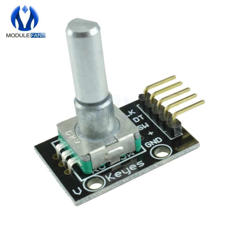 5PCS KY-040 360 Degrees Rotary Encoder Module Brick Sensor Switch Development Board For Arduino With Pins Half Shaft Hole Caps