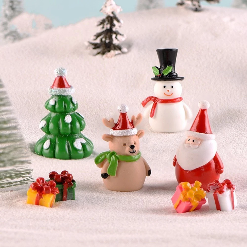 Pupazzo di neve in miniatura di natale babbo natale fata giardino Miniature fata figure accessori terrario figurine decorazione