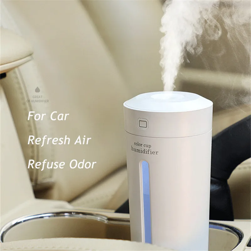 Mini Air Humidifier LED Cup Ultrasonic Humidifier Car USB Aroma Diffuser Portable Essential Oil Diffuser Air Mist Maker 230ML
