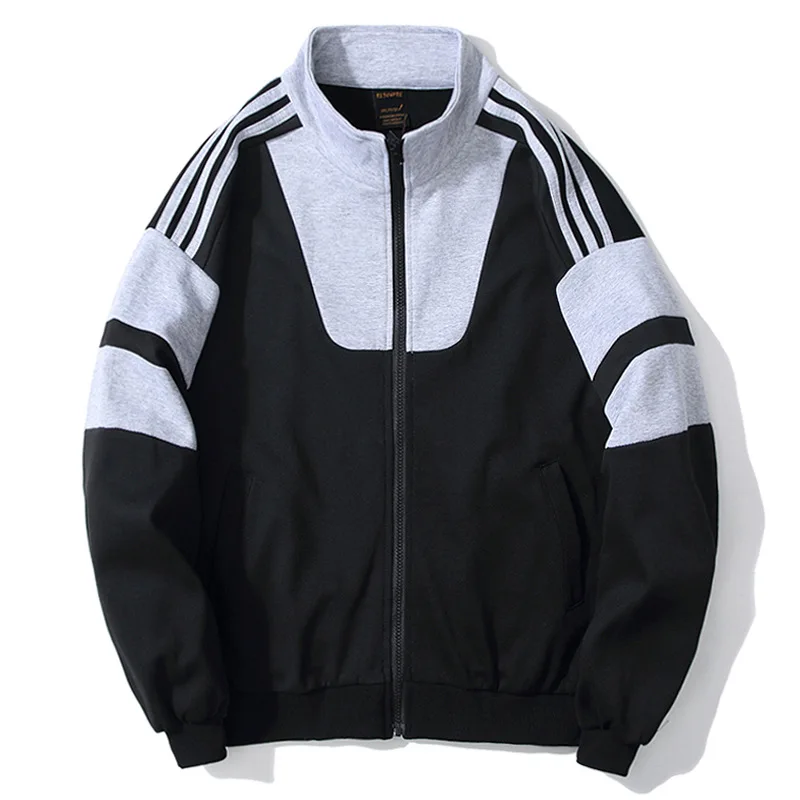 

Men's jackets stand-up collar zipper pure cotton jacket large size casual loose stitching men's 2020 autumn and winter sweater