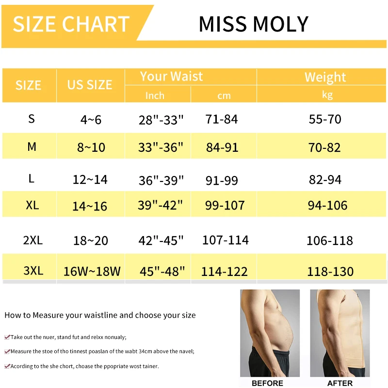 Men's Shapers Shirt Vest Slimming Underwear Body Shaper Tight Tank Top Waist Trainer Tummy Control Girdle Men Corset