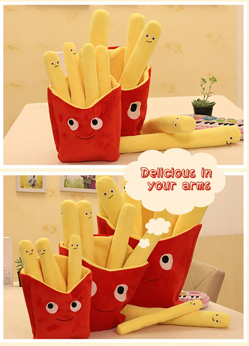 New Fashion expression Cute Cartoon French Fries Plush Toys Soft Chips Plush Pillow Cushion Stuffed toy Children Gifts For Kids